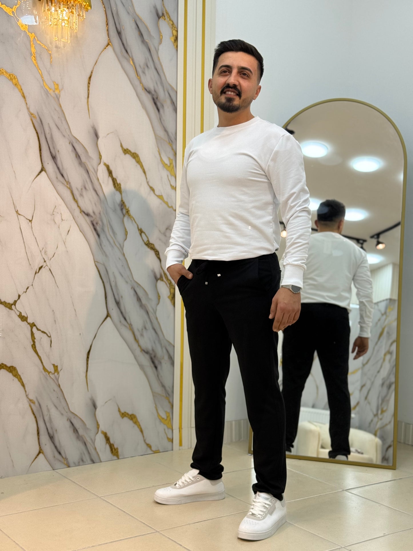 ByHan Dar Paça Keten Örme Jogger Pantolon 1009