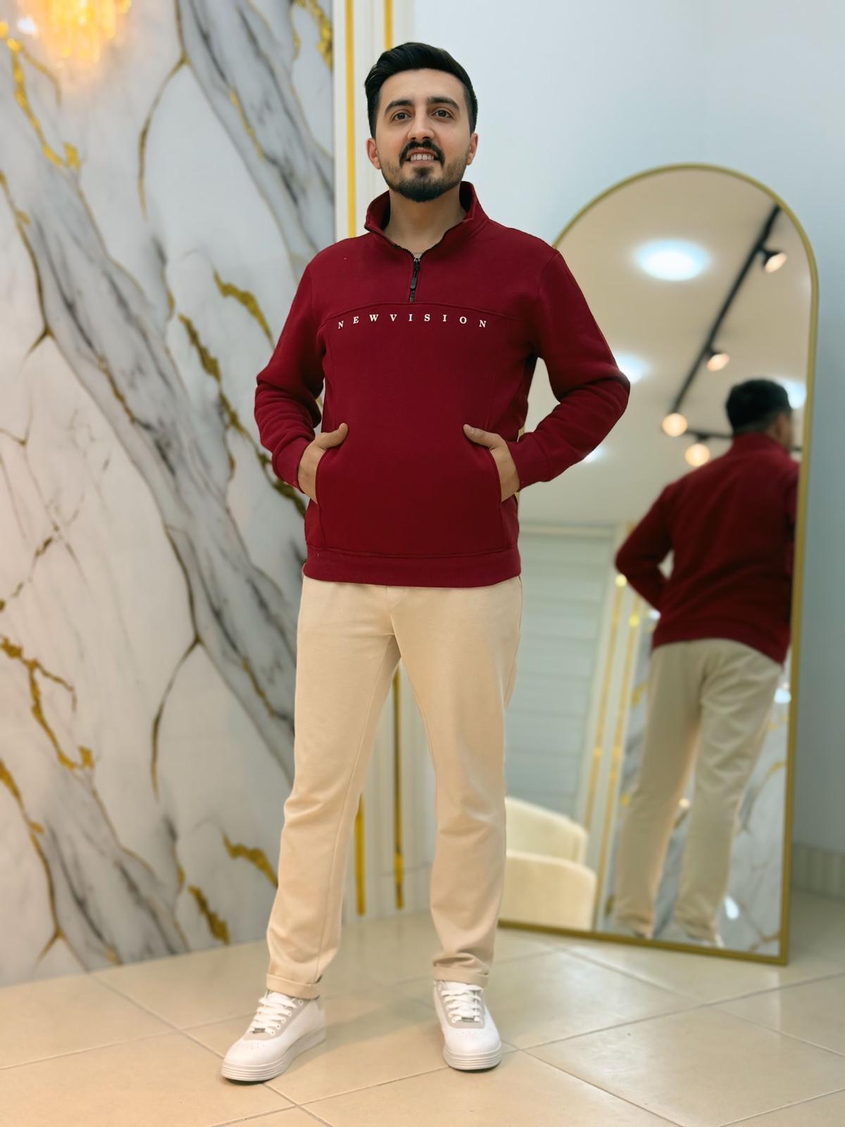 ByHan Baskılı Dik Yaka Fermuarlı Şardonlu Sweat 02