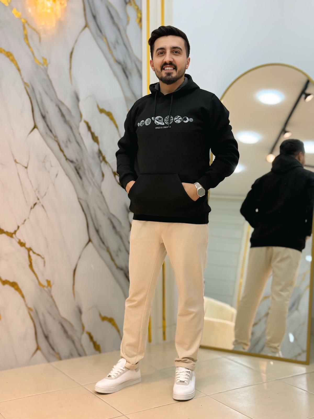 ByHan Gezegen Baskılı Kapişonlu Şardonlu Sweat 04